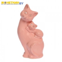 Копилка «Кошка мама» глазурь розовая